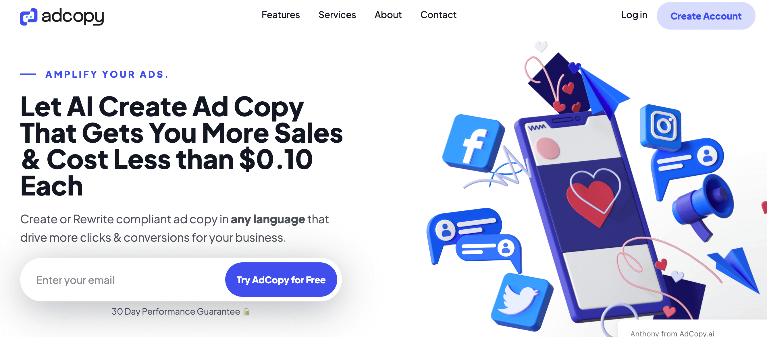 Adcopy AI | Більше кліків та конверсій на вашу цифрову рекламу Generator-online.com