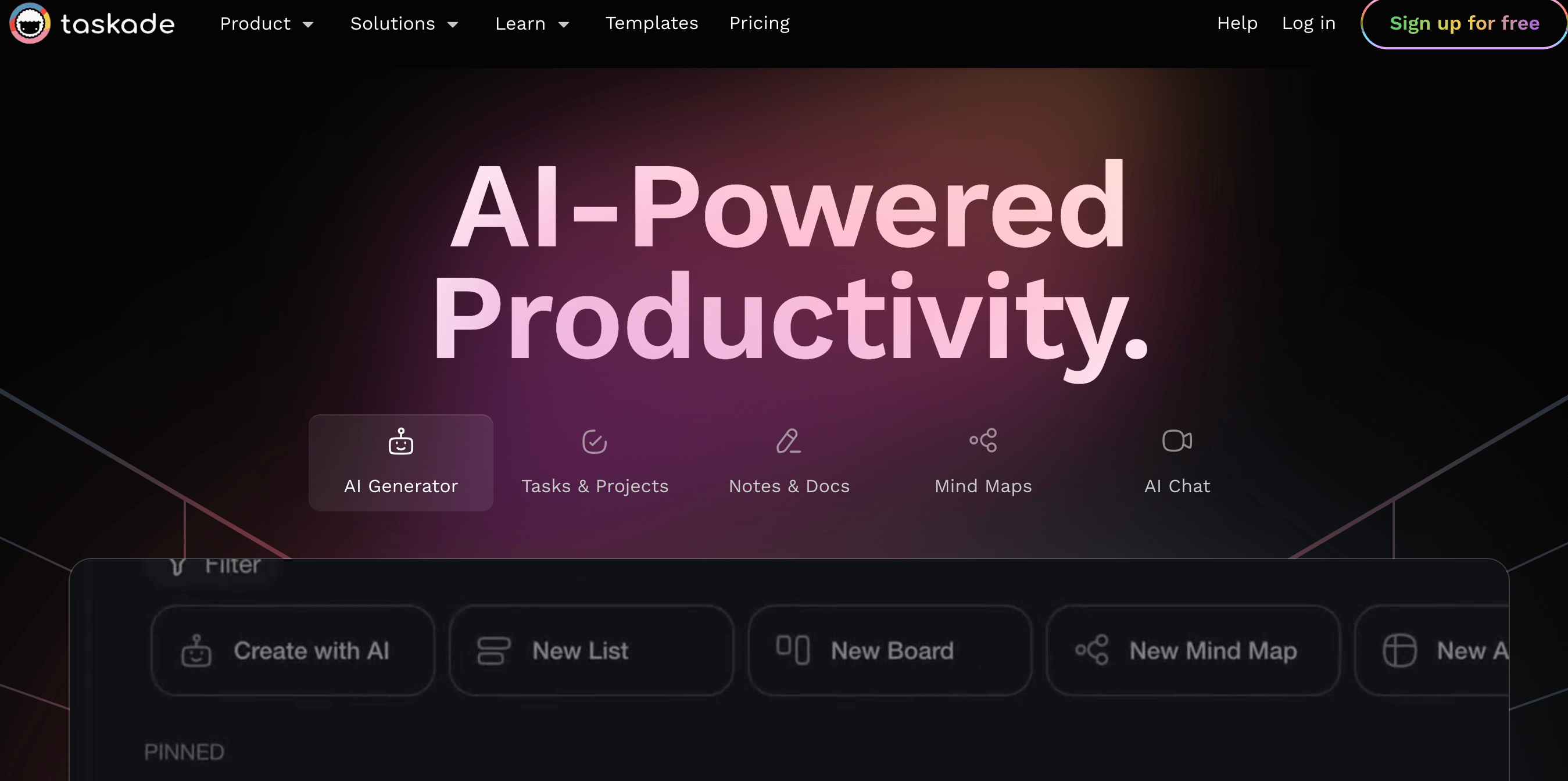 AI Taskade | Удобный менеджер задач для совместной работы команды | Generator-online.com