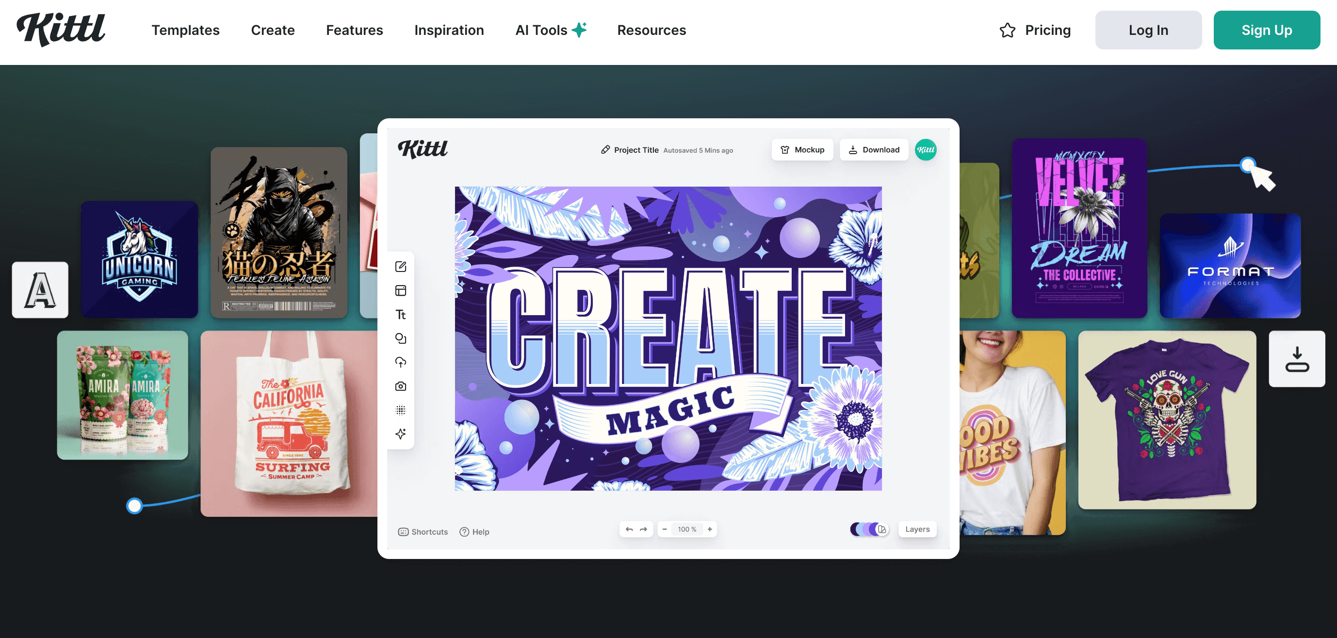 Kittl AI | Инструмент для дизайна, который дает возможность пользователям создавать захватывающие дизайны с помощью искусственного интеллекта | Generator-online.com
